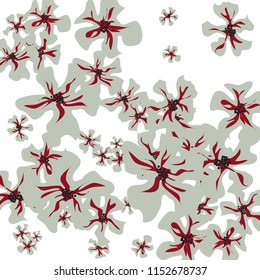 Small Wildflowers. Gentle Tiny Violets on White Background. Vector Texture for Banner, Cover, Print. Trendy Natural Ground in Vintage Style.