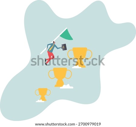 Small win or achievement to motivate to achieve bigger goal, strategy or inspiration to success, victory or win award.about a man and his life.