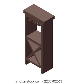 Small wine cabinet icon isometric vector. Wood room. Interior box