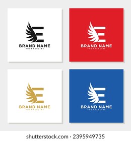 Small Wing On Letter E Logo Design editable