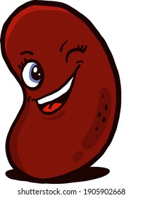 Small winking bean, illustration, vector on a white background.
