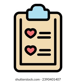 Small wishlist icon outline vector. Website cart. Online order color flat