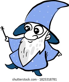 Small wizard, illustration, vector on white background