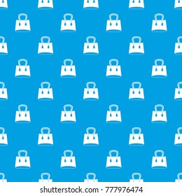 Small woman bag pattern repeat seamless in blue color for any design. Vector geometric illustration
