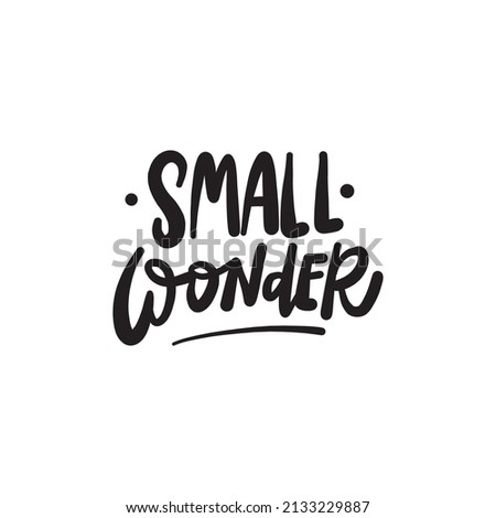 SMALL WONDER. Hand drawn phrases, vector calligraphy. Black ink on white isolate background