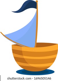 Small wooden boat, illustration, vector on white background