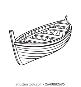 Small wooden boat vector art illustration