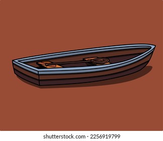 small wooden boat vector isolated brown background