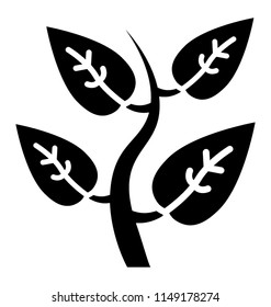 
A small wooden branch with leaves representing leafy branch 
