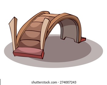 Small Wooden Bridge Vector Illustration. 
