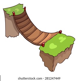Small Wooden Bridge Vector Illustration. 