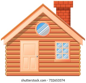 Small wooden cabin with chimney vector icon