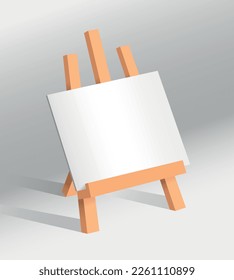 Ilustración vectorial pequeña caballete de madera con papel