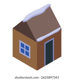 Small wooden house covered with snow is representing winter holidays, vacations and christmas time
