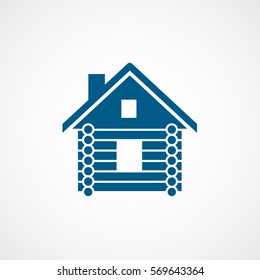 Small Wooden Hut Blue Flat Icon On White Background
