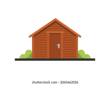 Small wooden hut building. Simple flat illustration.