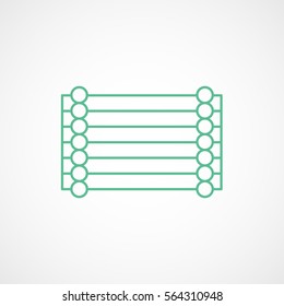Small Wooden Hut Green Line Icon On White Background