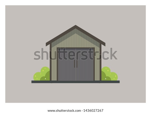 small wooden\
shed building simple\
illustration\
