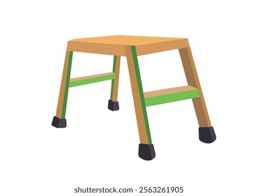 Small wooden step ladder with two steps. Mini wooden chair. A sturdy wooden step stool, ready to help you reach new heights.