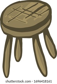 Small wooden stool, illustration, vector on white background