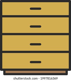 Small wooden wardrobe , illustration, on a white background.
