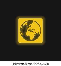 A small world Logo yellow glowing neon icon
