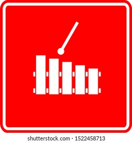 small xylophone toy red vector sign