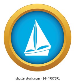 Small yacht icon blue vector isolated on white background for any design