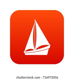 Small yacht icon digital red for any design isolated on white vector illustration