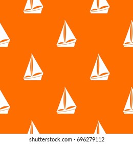 Small yacht pattern repeat seamless in orange color for any design. Vector geometric illustration