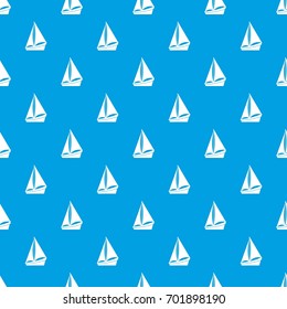 Small yacht pattern repeat seamless in blue color for any design. Vector geometric illustration