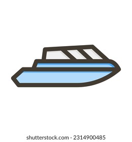 Small Yacht Thick Line Filled Colors For Personal And Commercial Use.
