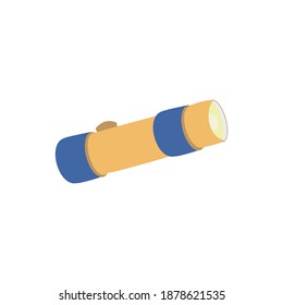 Kleine gelbe blaue Taschenlampe Flache Vektorgrafik