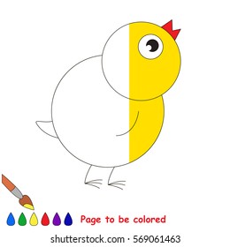 Small Yellow Chicken, the coloring book to educate preschool kids with easy gaming level, the kid educational game to color the colorless half by sample.