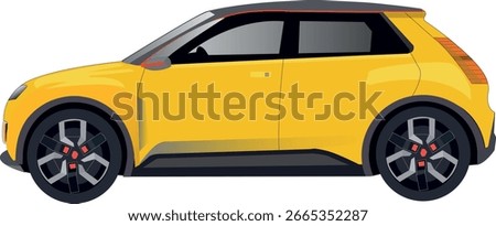 Small yellow city car seen from the side