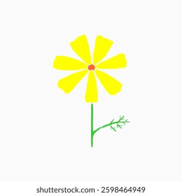 Small yellow cosmos flower freehand drawing vector