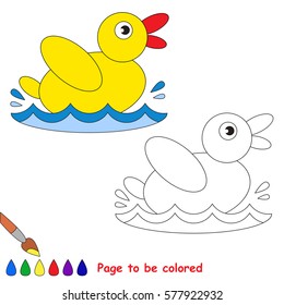 Small Yellow Duck to be colored, the coloring book for preschool kids with easy educational gaming level.
