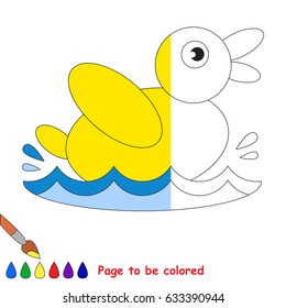 Small Yellow Duck, the coloring book to educate preschool kids with easy gaming level, the kid educational game to color the colorless half by sample.