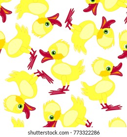 Small yellow duckling on white background is insulated