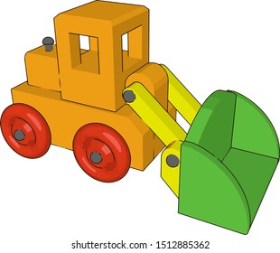 Small yellow excavator, illustration, vector on white background.
