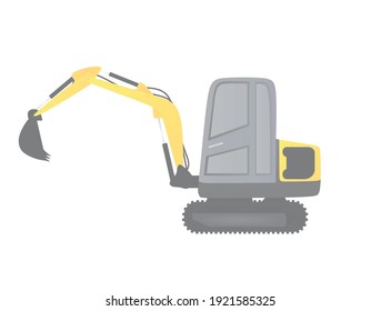 Small Yellow Excavator. Vector Illustration.