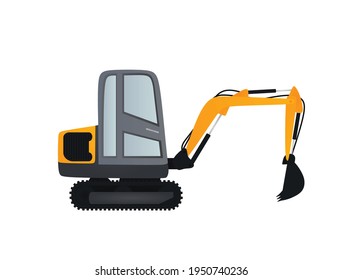 Small yellow excavator. vector illustration.