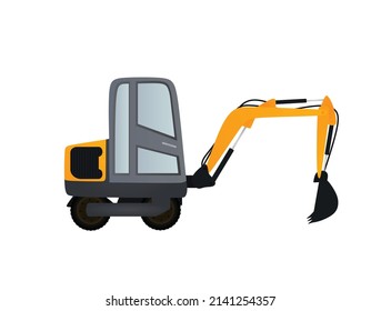 Small yellow excavator. vector illustration.