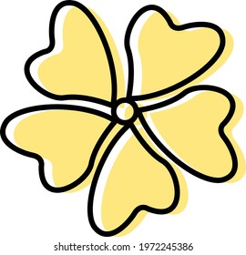 Small yellow flower, icon illustration, vector on white background