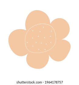 Small yellow flower. Spring rose. Simple hand-drawn kids style. Pretty ditsy for fabric, textile, wallpaper. Digital vector illustration in white background