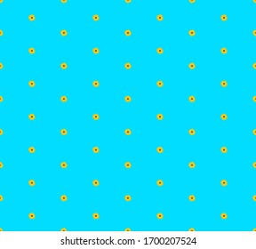 small yellow flowers on blue background, vector texture for decoration