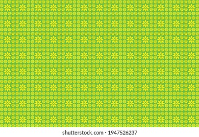 Small yellow flowers on green background, Striped shirt striped handkerchief cute pocket pattern