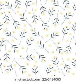 small yellow flowers seamless pattern