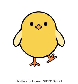 Small yellow fluffy chick walking illustration with illustration isolated domestic character hatchling fledgling