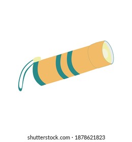Small yellow green flashlight Flat vector illustration